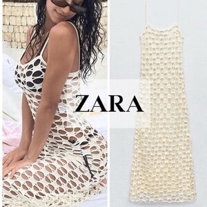 Zara Sexy Cream Crochet Dress Size Small